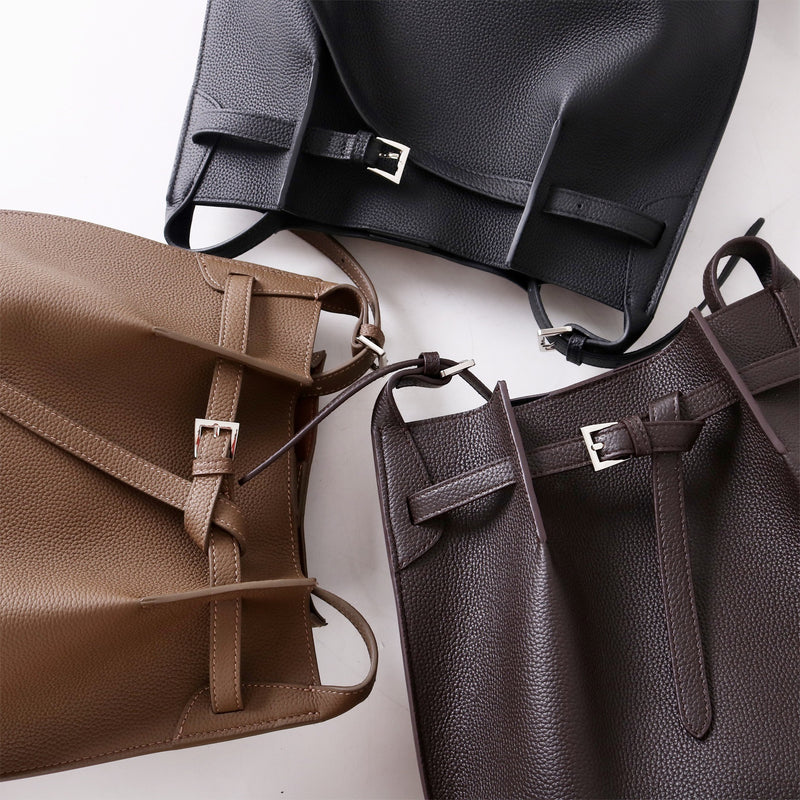 Full-grain leather Bucket bag|Casual Simplicity