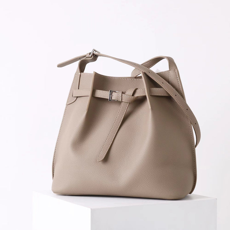 Full-grain leather Bucket bag|Casual Simplicity