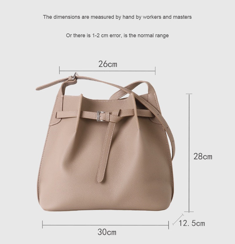 Full-grain leather Bucket bag|Casual Simplicity