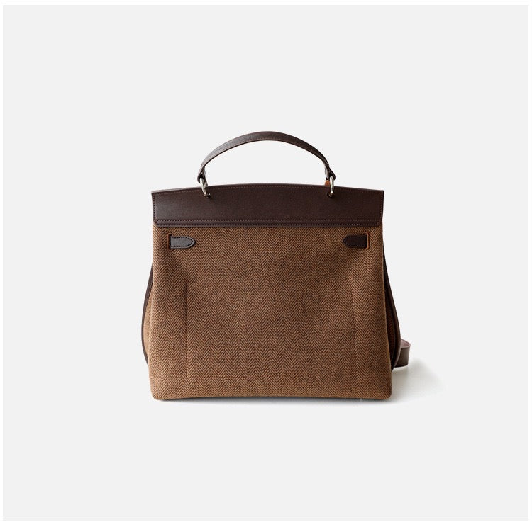 Refined split cowhide leather and Wool Blend Patchwork Bag | Open country