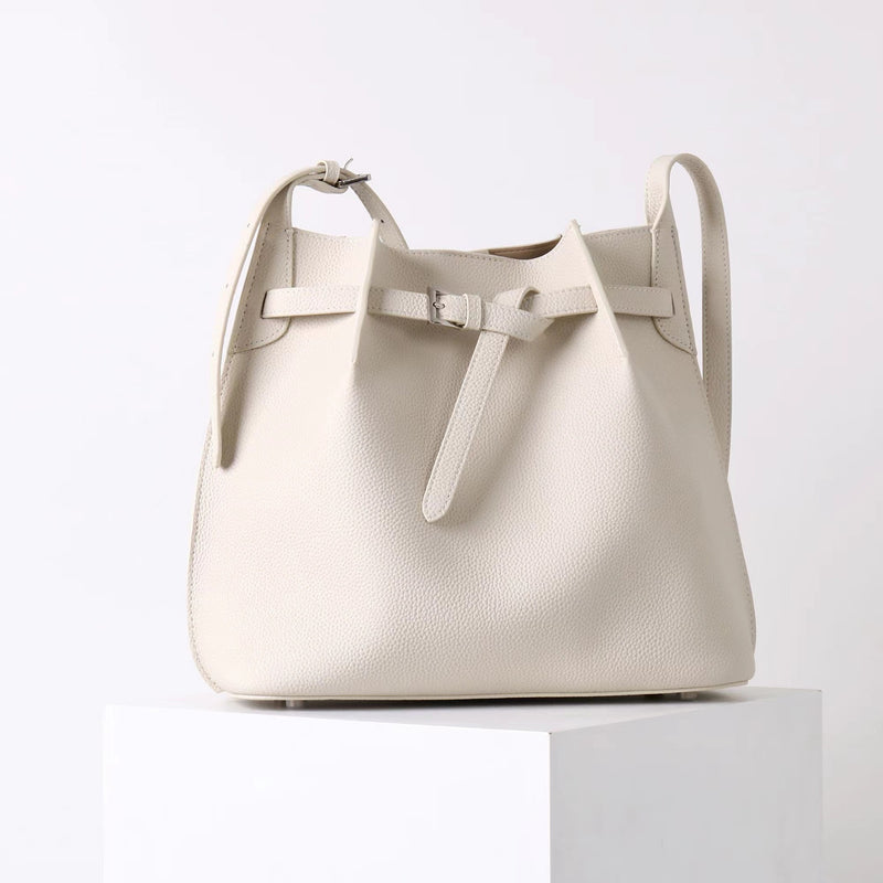 Full-grain leather Bucket bag|Casual Simplicity