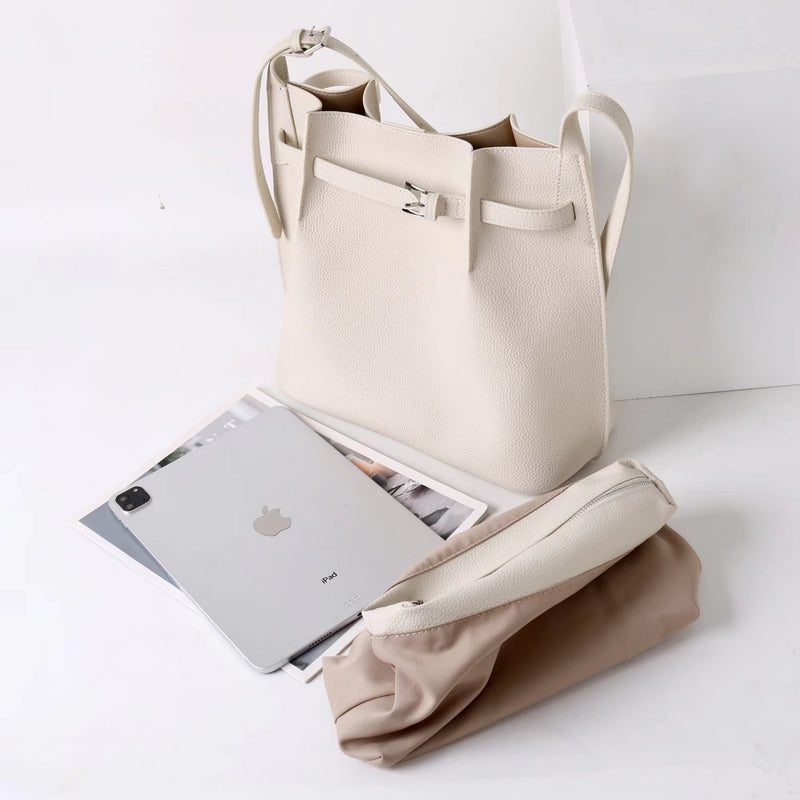 Full-grain leather Bucket bag|Casual Simplicity