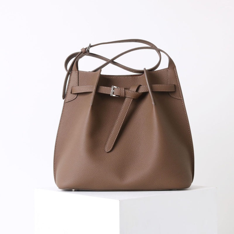 Full-grain leather Bucket bag|Casual Simplicity