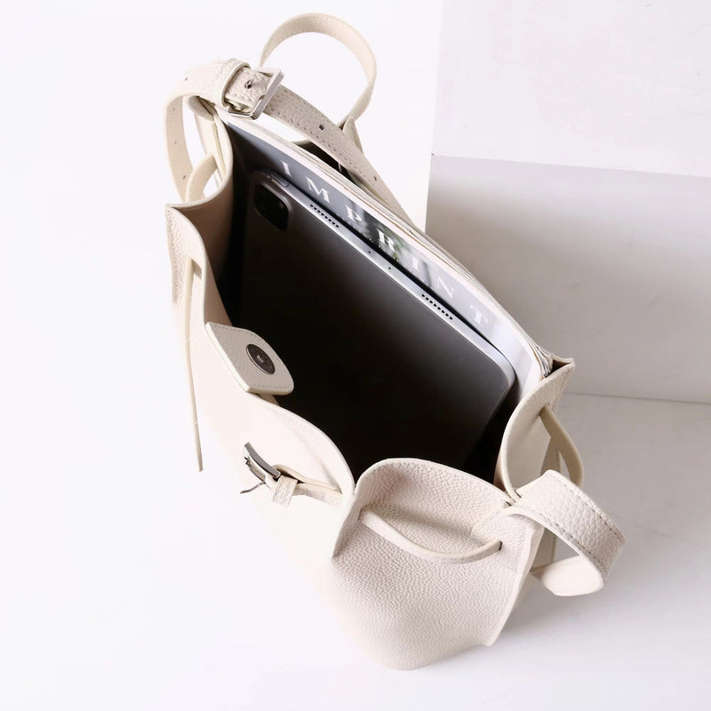 Full-grain leather Bucket bag|Casual Simplicity