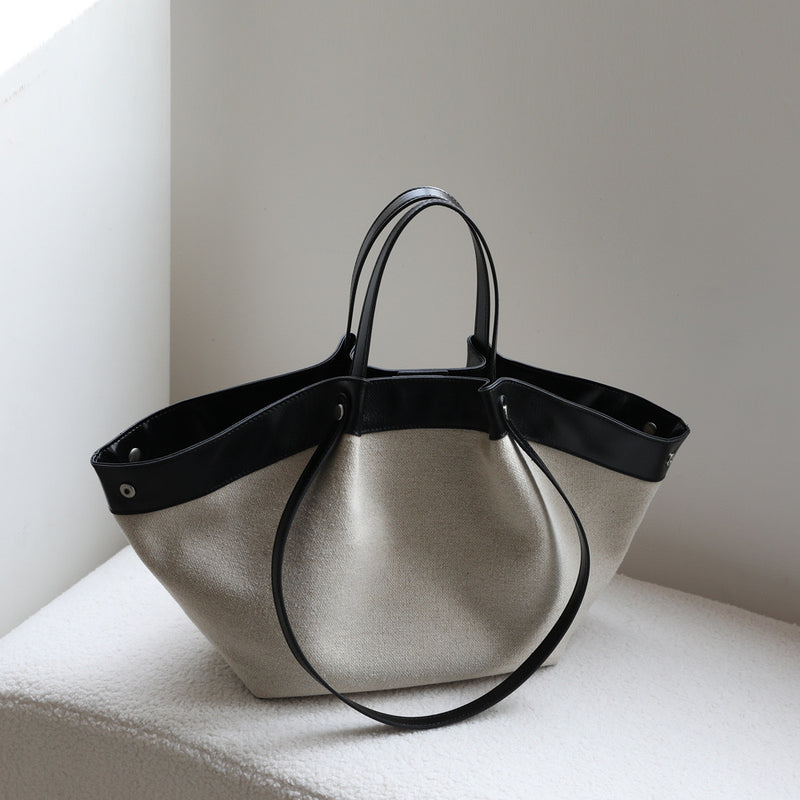 Top-Grain Leather and Cotton linen bag | Sailing