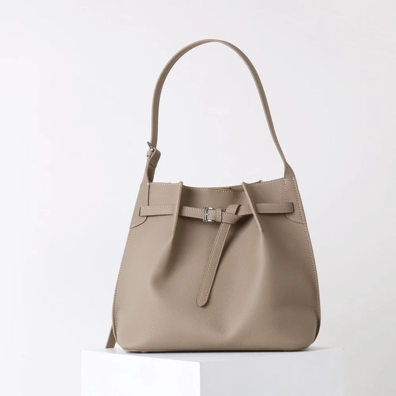 Full-grain leather Bucket bag|Casual Simplicity