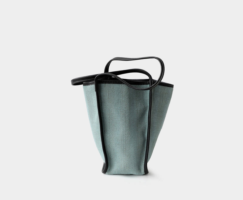 Full-grain leather and Natural cotton-linen fabric Bag
