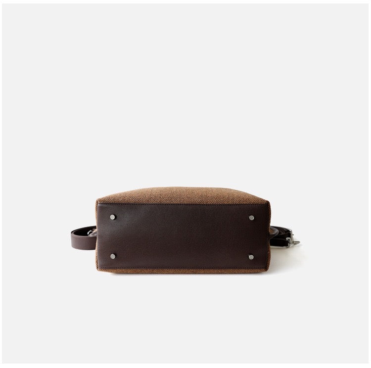 Refined split cowhide leather and Wool Blend Patchwork Bag | Open country