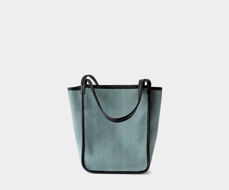 Full-grain leather and Natural cotton-linen fabric Bag