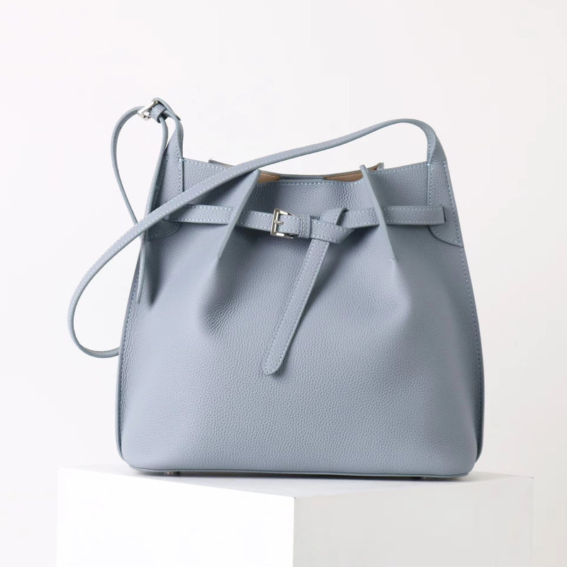 Full-grain leather Bucket bag|Casual Simplicity
