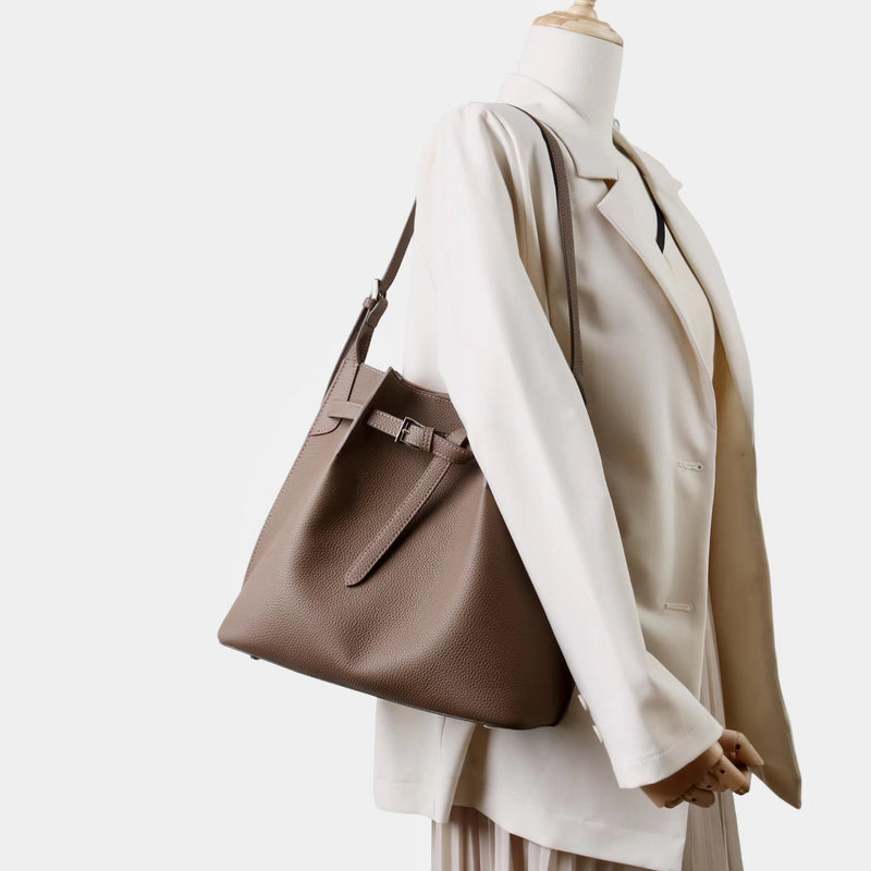 Full-grain leather Bucket bag|Casual Simplicity