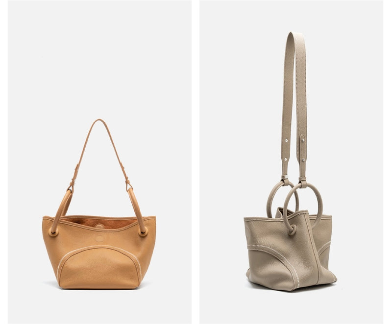 Full-grain leather bag|niche commuter tote