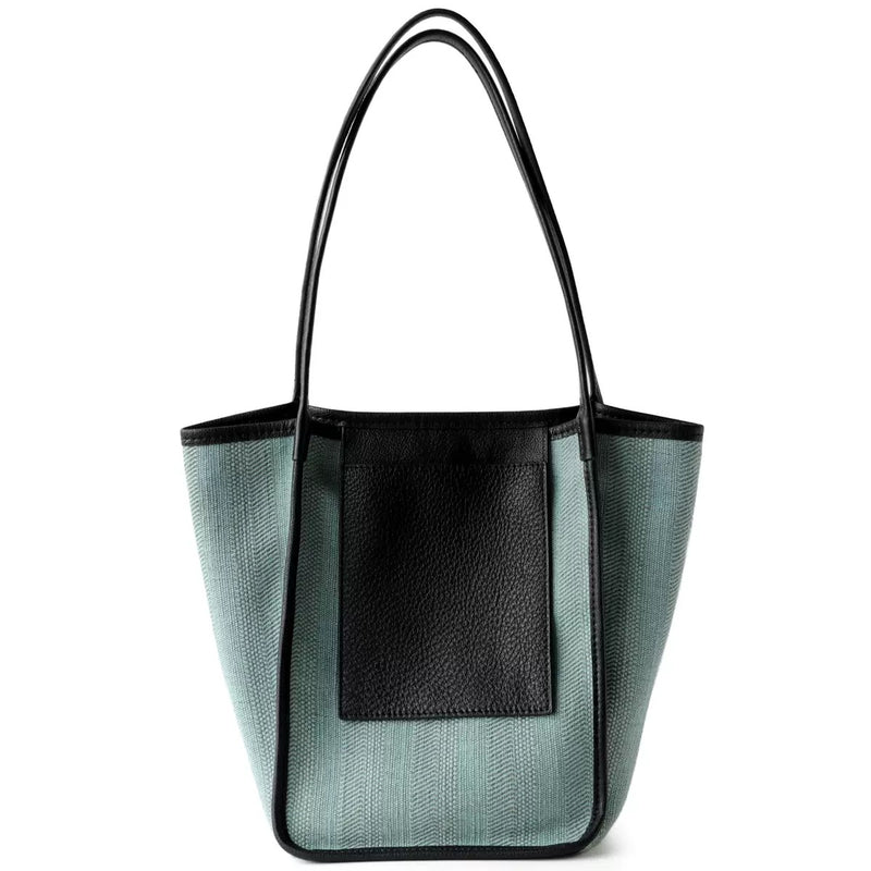 Full-grain leather and Natural cotton-linen fabric Bag