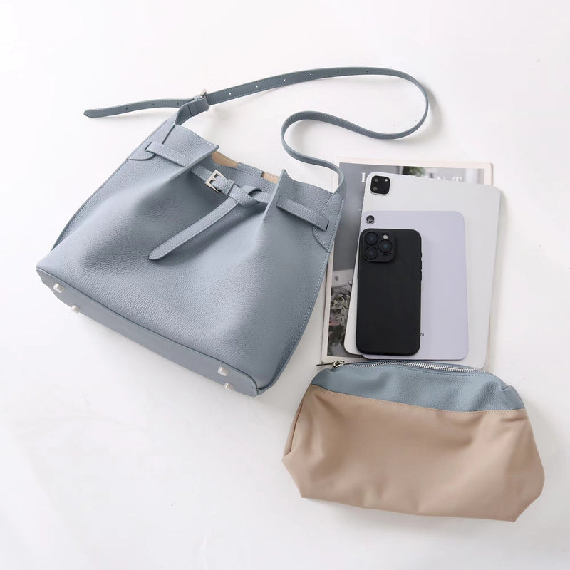 Full-grain leather Bucket bag|Casual Simplicity