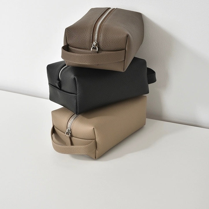 Full-Grain leather makeup bag|Pura