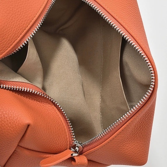 Full-Grain leather makeup bag|Pura