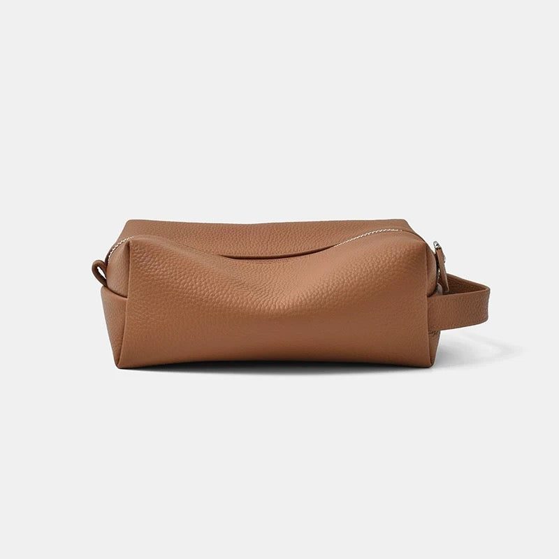 Full-Grain leather makeup bag|Pura