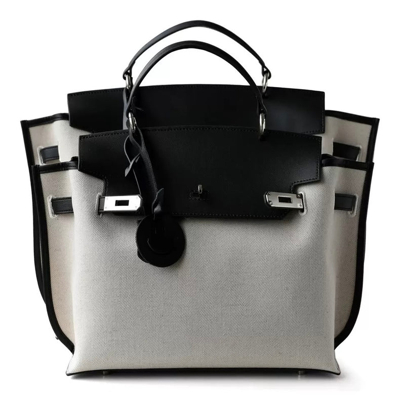 Split cowhide leather and canvas bag|Fusion