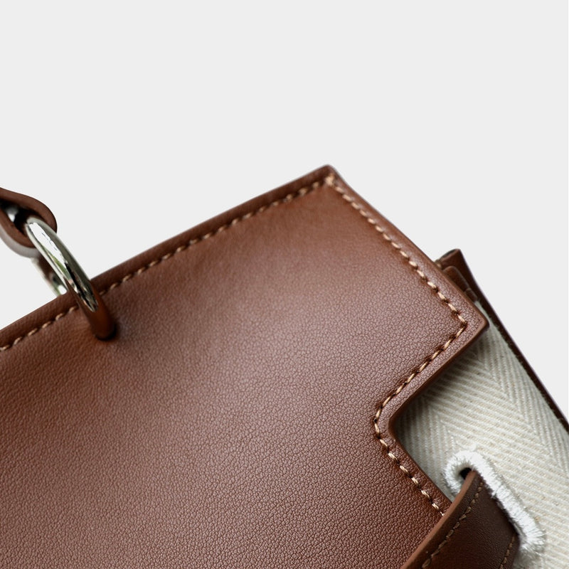 Split cowhide leather and canvas bag|Fusion