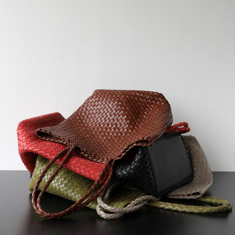 Top-grain leather bag | Woven Tote | Brook