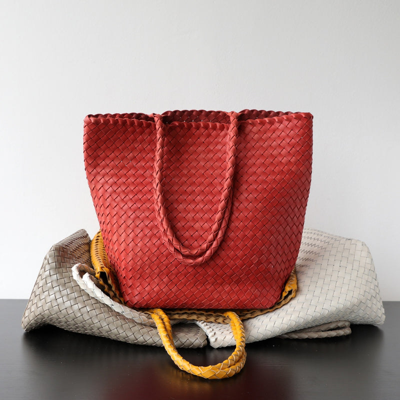 Top-grain leather bag | Woven Tote | Brook