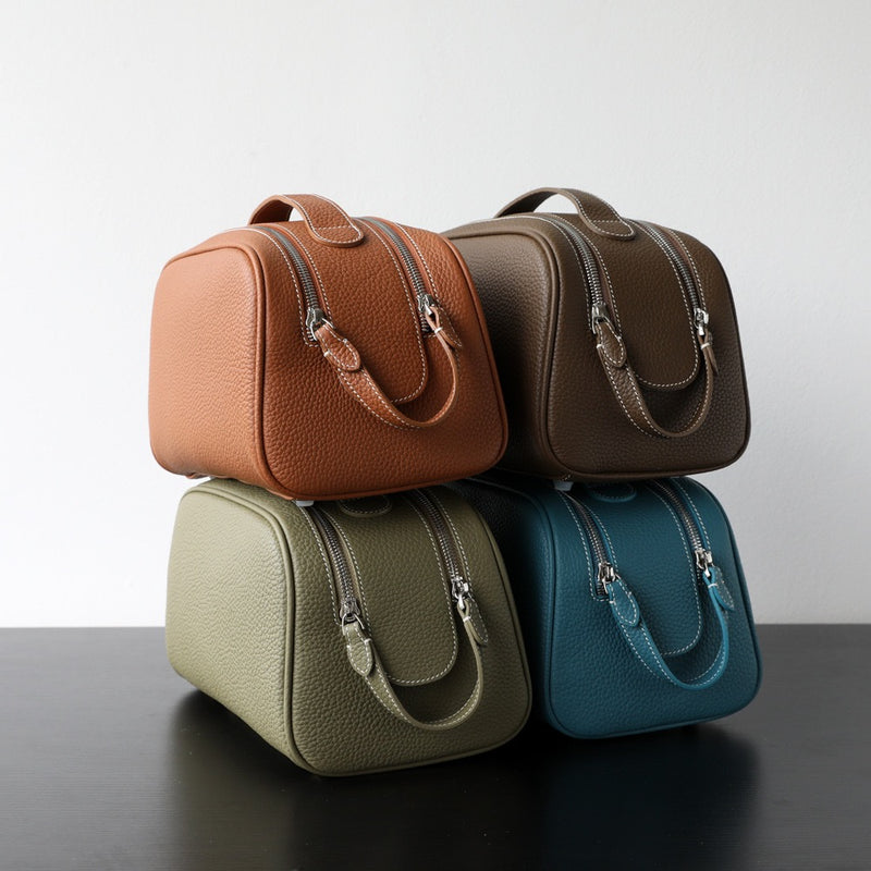 Full-Grain leather makeup bag|Clarity