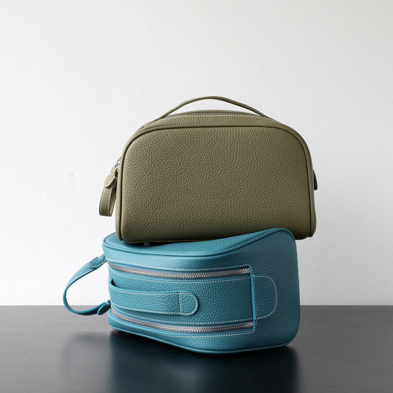Full-Grain leather makeup bag|Clarity