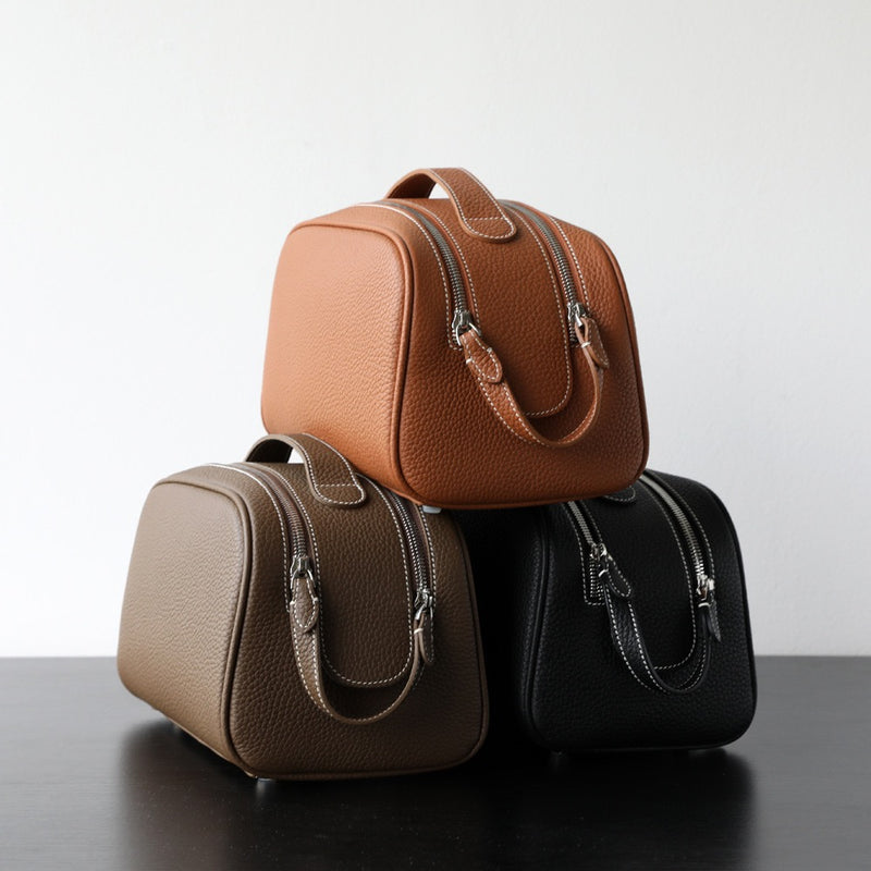 Full-Grain leather makeup bag|Clarity