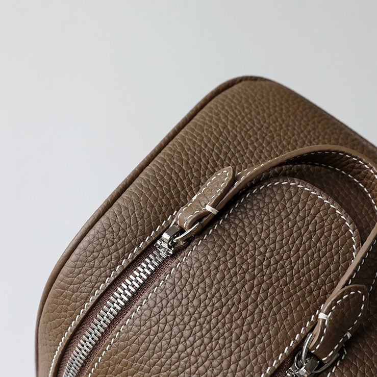 Full-Grain leather makeup bag|Clarity