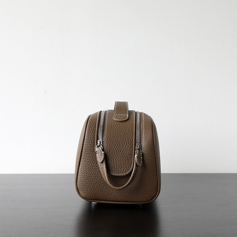 Full-Grain leather makeup bag|Clarity