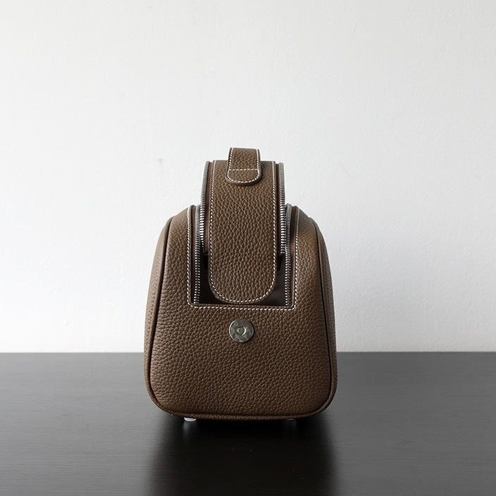 Full-Grain leather makeup bag|Clarity