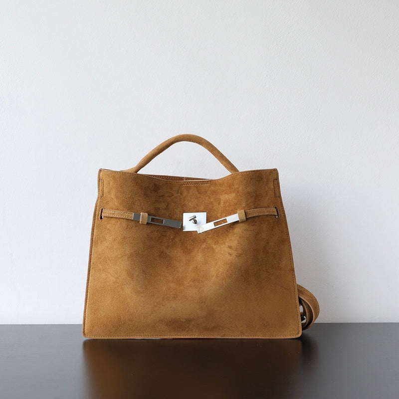 Cowhide Suede Leather Bag|Velvet Echo