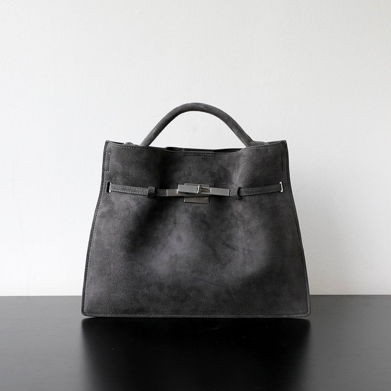 Cowhide Suede Leather Bag|Velvet Echo