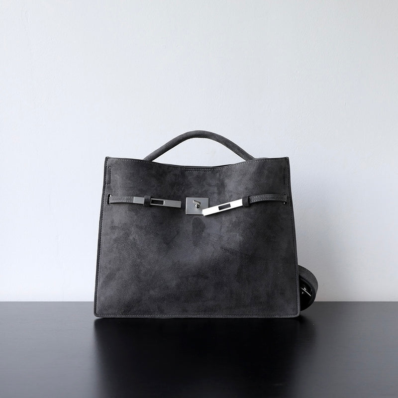 Cowhide Suede Leather Bag|Velvet Echo
