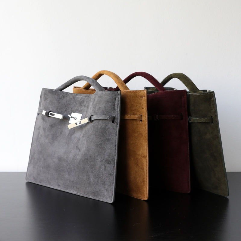 Cowhide Suede Leather Bag|Velvet Echo