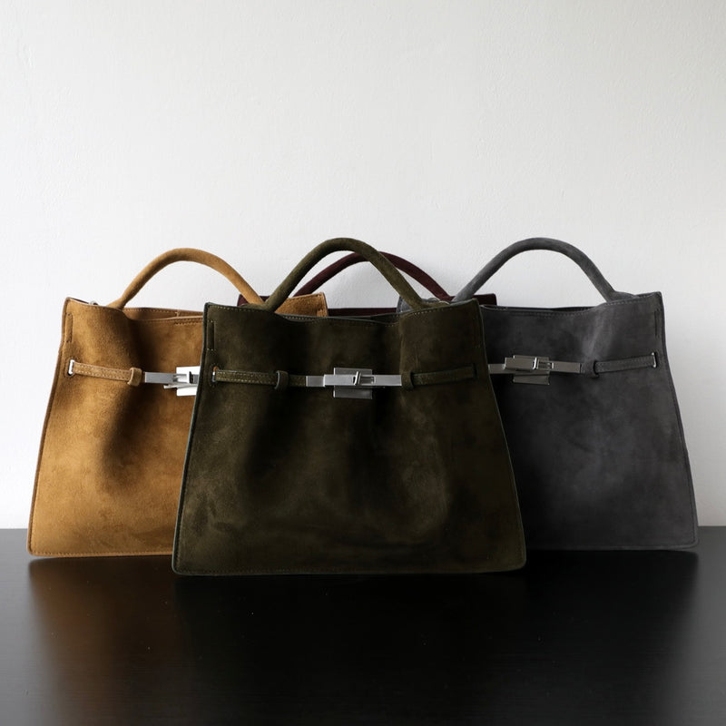 Cowhide Suede Leather Bag|Velvet Echo