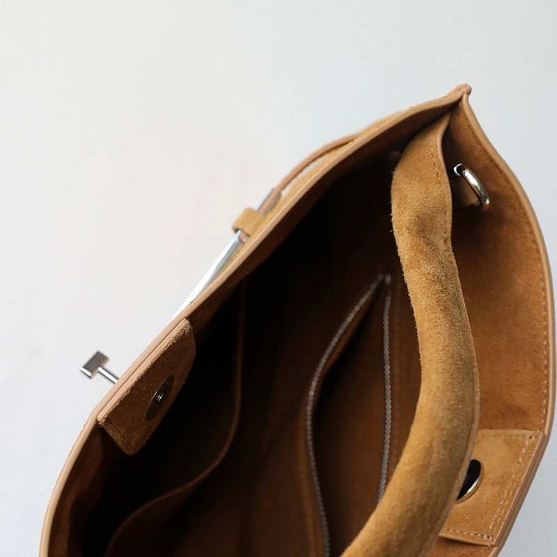Cowhide Suede Leather Bag|Velvet Echo