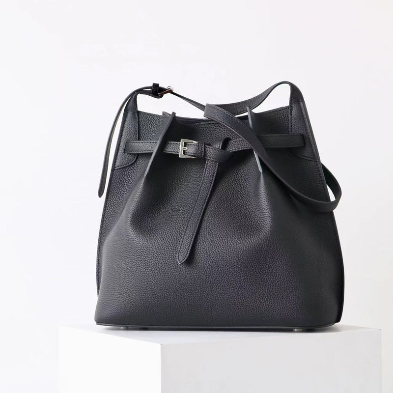 Full-grain leather Bucket bag|Casual Simplicity