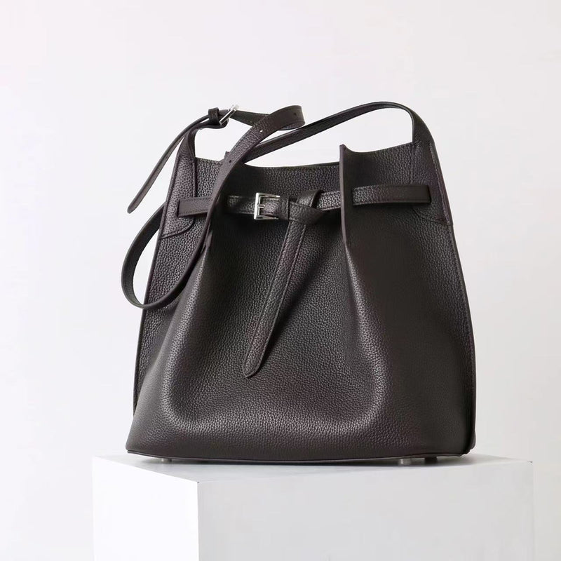 Full-grain leather Bucket bag|Casual Simplicity
