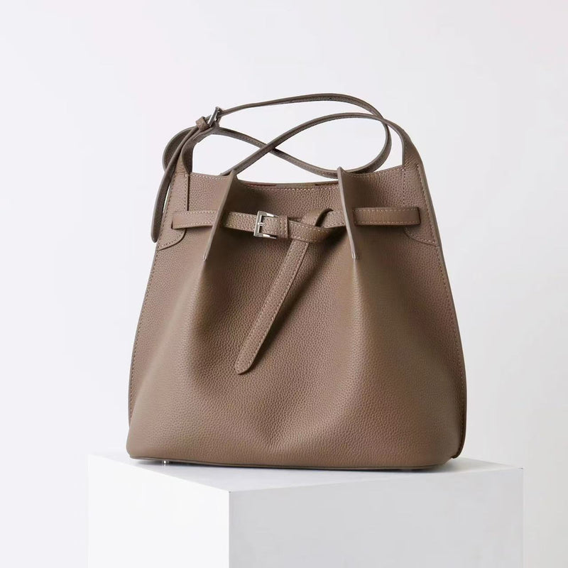 Full-grain leather Bucket bag|Casual Simplicity