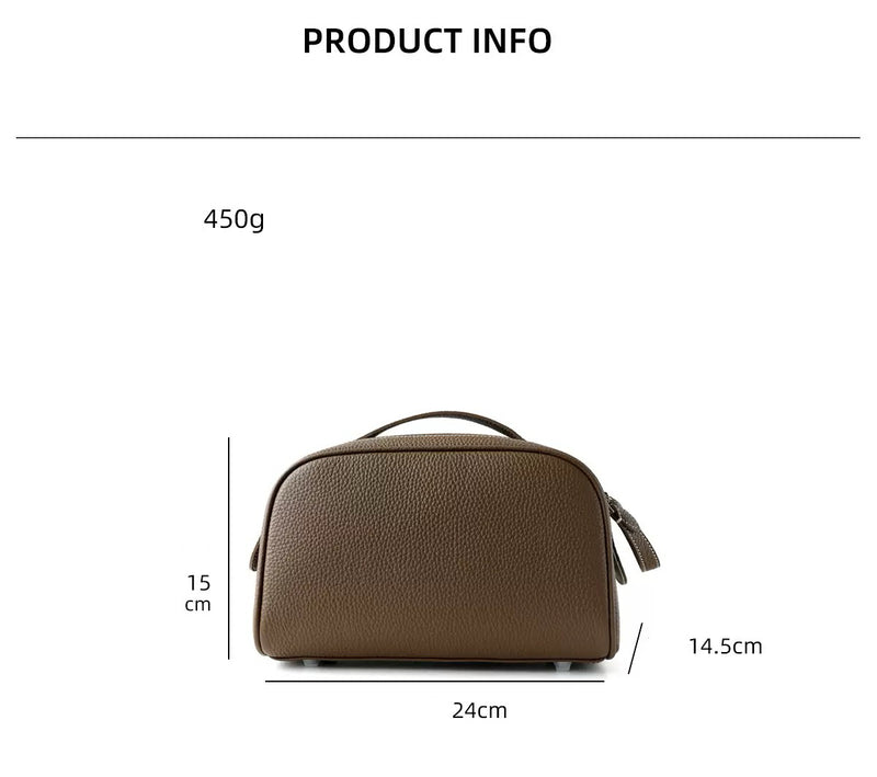 Full-Grain leather makeup bag|Clarity