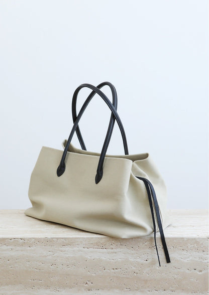 Canvas & Full-Grain Leather Tote Bag | Arlo Tote