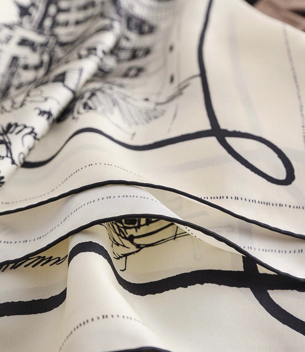 Twill Silk Scarf / Urban sketch