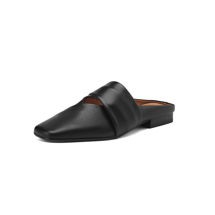 Leather flat Slippers / Hot wind