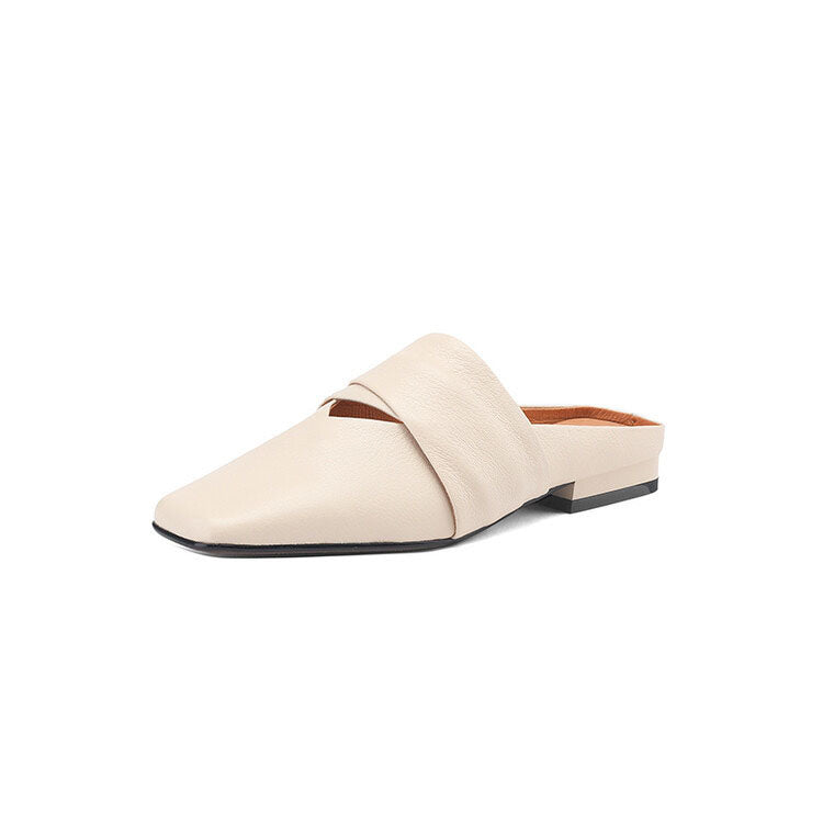 Leather flat Slippers / Hot wind