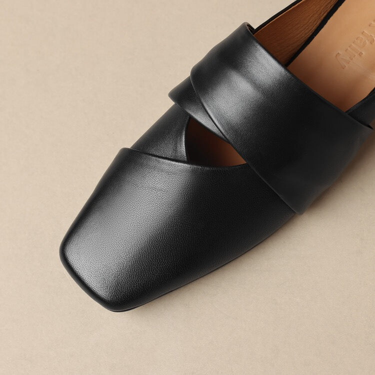 Leather flat Slippers / Hot wind