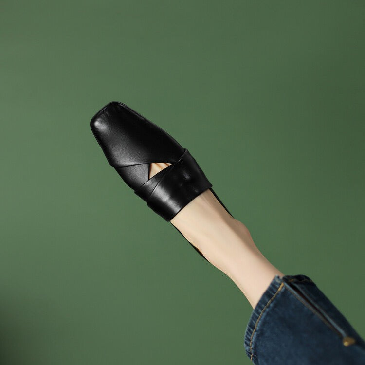 Leather flat Slippers / Hot wind