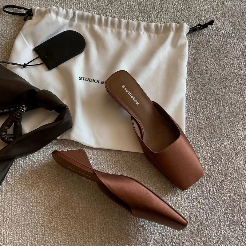 Silk and leather shoes