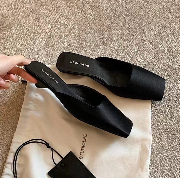 Silk and leather shoes