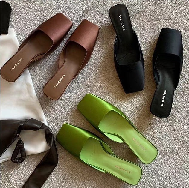 Silk and leather shoes